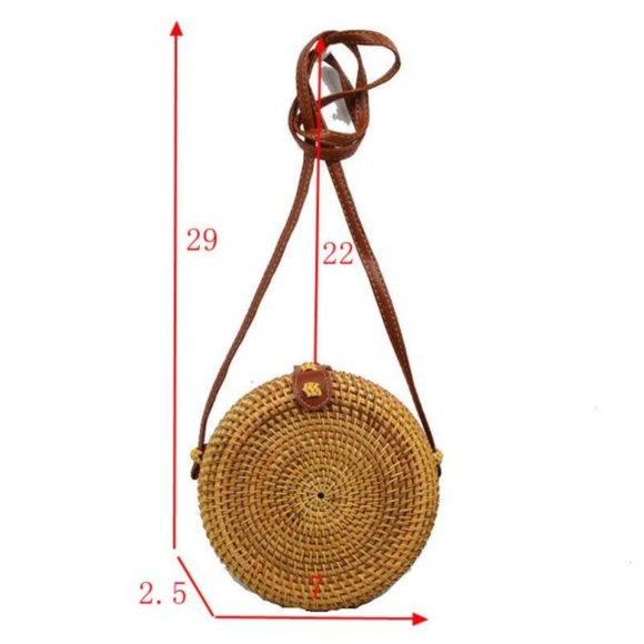 "Shelly" Small Round Straw Handbag - Picture 2 of 6